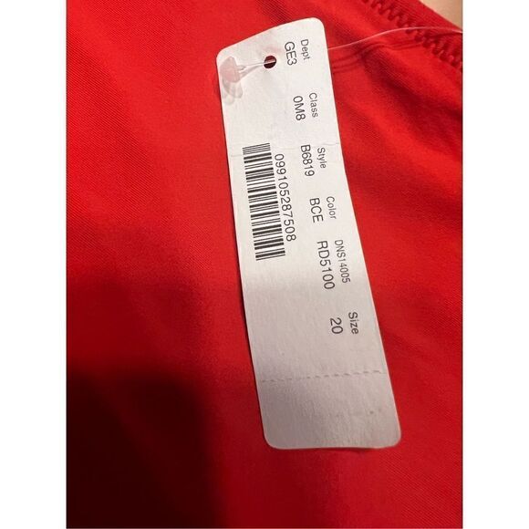 J crew ruched femme plus size 20 one piece red B6819 swimsuit plunging v neck - Picture 8 of 8